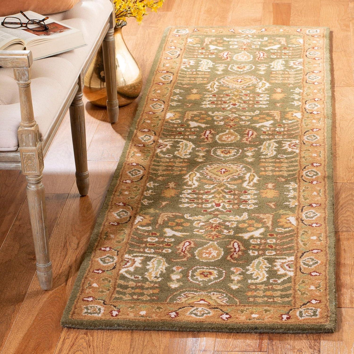 Handmade Light Green and Gold Wool 6' x 9' Tufted Area Rug