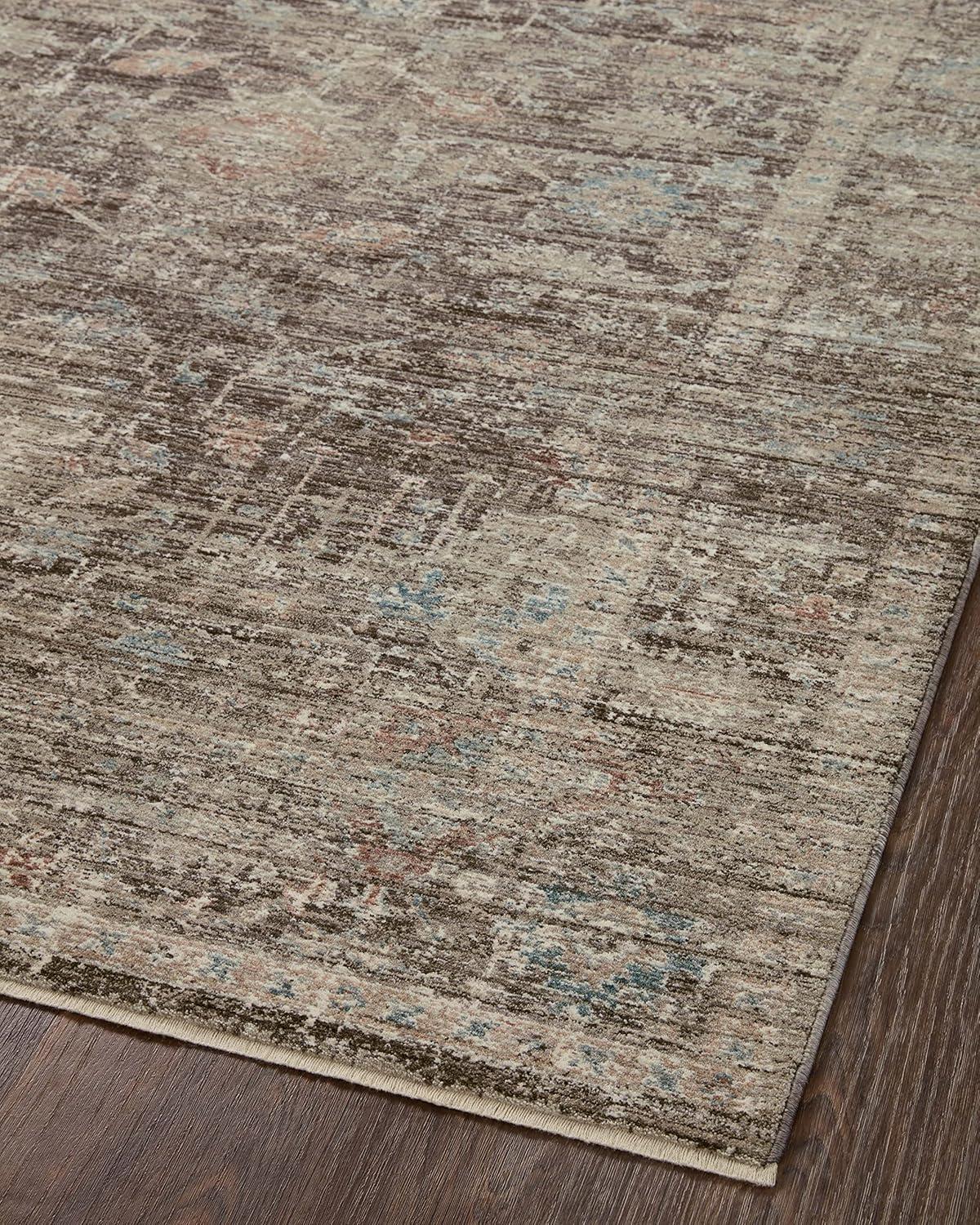 Charcoal & Dove Floral Synthetic Rectangular Area Rug