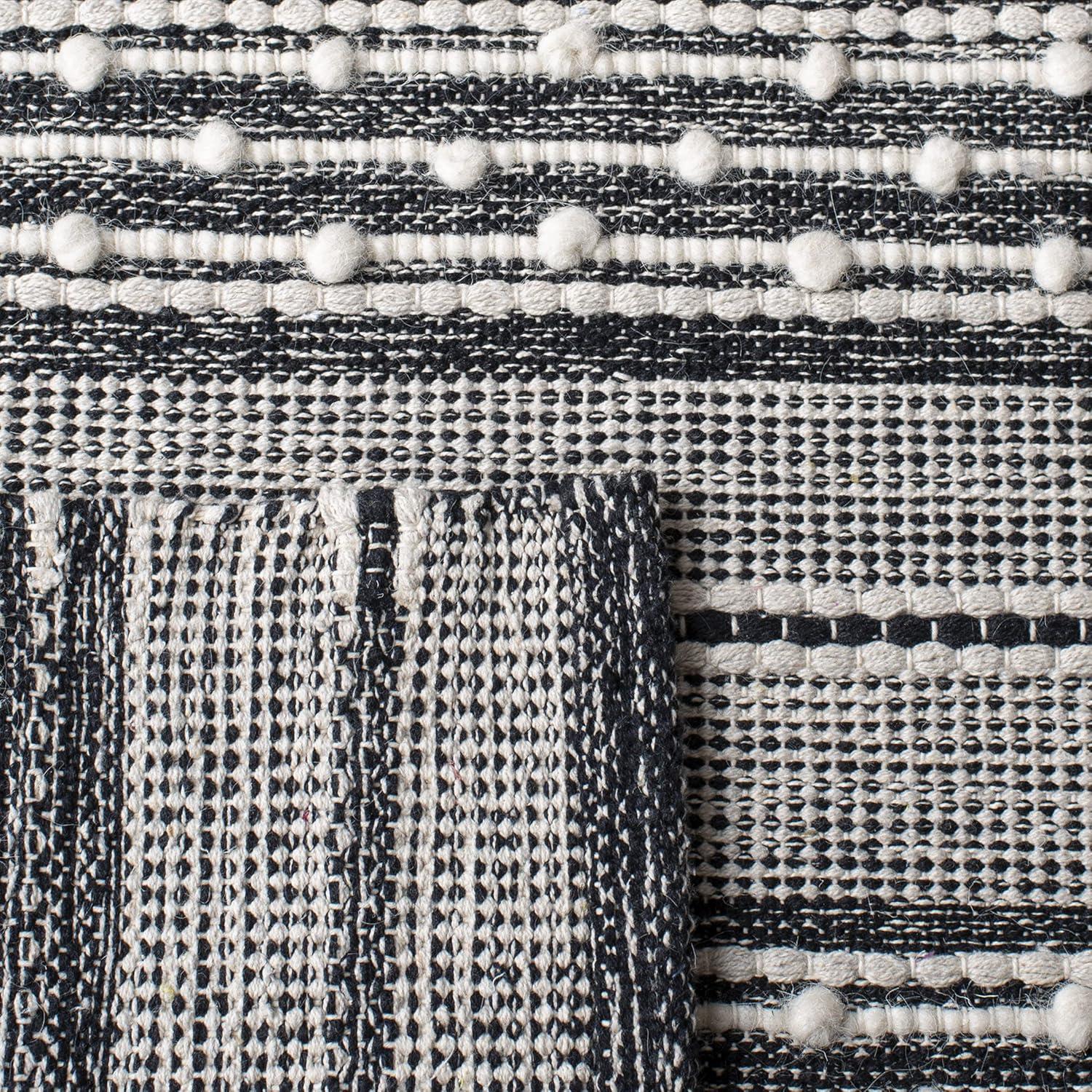 Striped Kilim STK516 Hand Woven Runner Rug - Black/Ivory - 2'3"x7' - Safavieh.