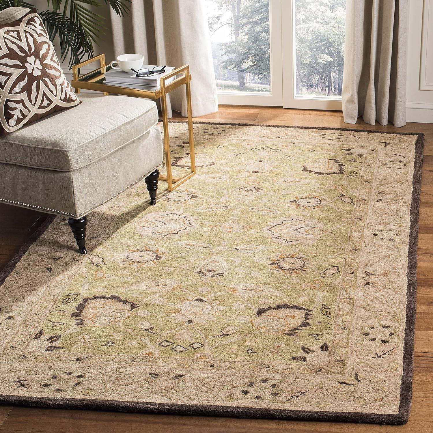 Ivory Floral Handmade Wool Area Rug, 4' x 6', Reversible and Washable