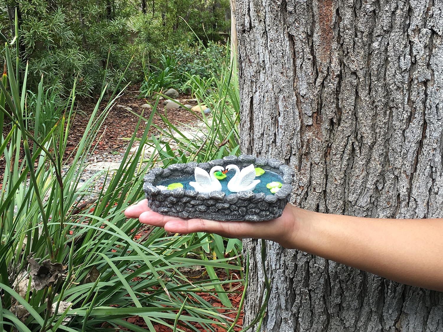 Swan Miniature Pond - LOVE is in the air!  A Miniature Swan Lake for a Miniature Fairy Garden and Miniature Garden Accessories by GlitZGlam