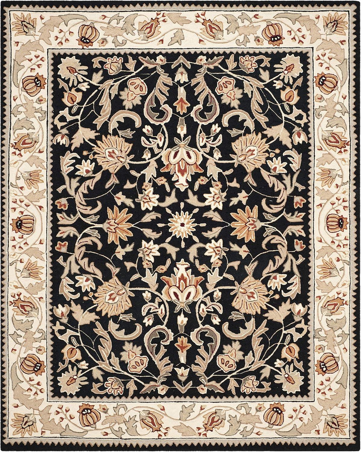 Easy Care EZC101 Hand Hooked Area Rug - Black/Ivory - 8'9"x11'9" - Safavieh.