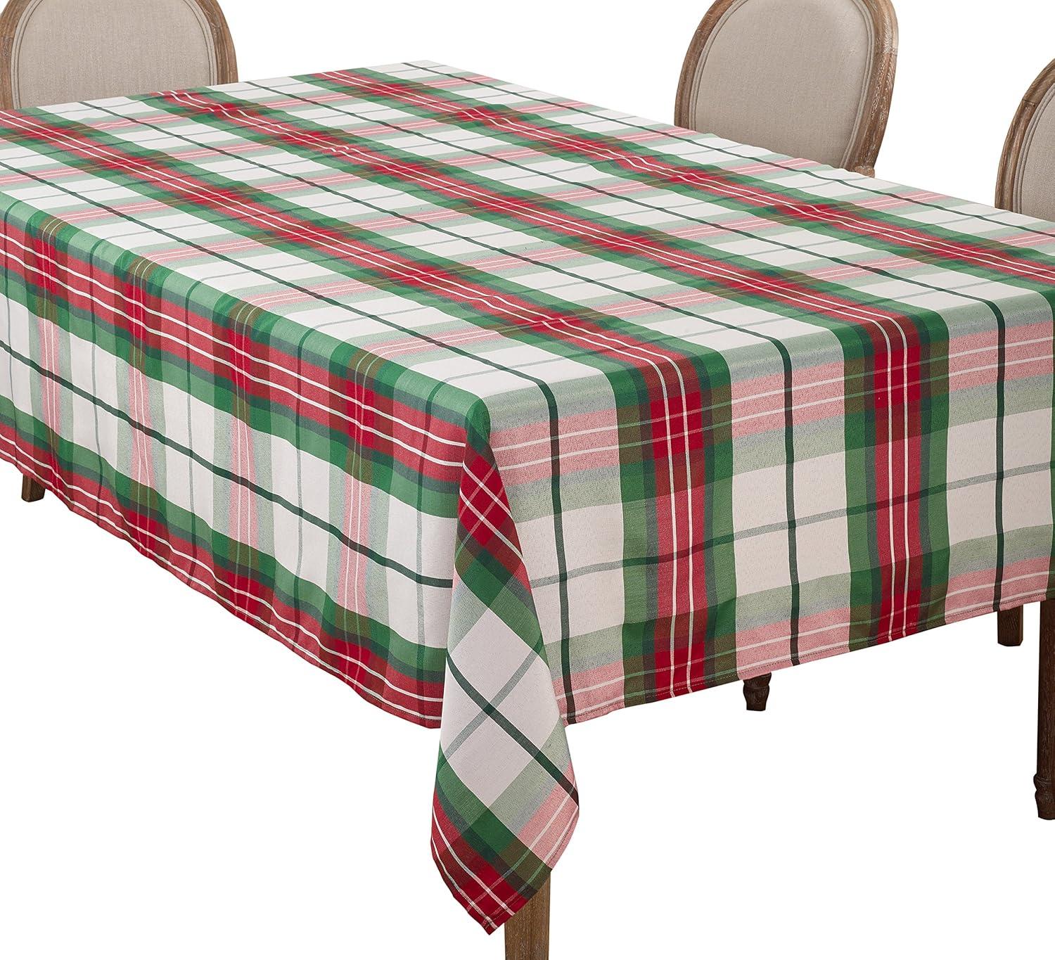 Saro Lifestyle Plaid Design Holiday Tablecloth