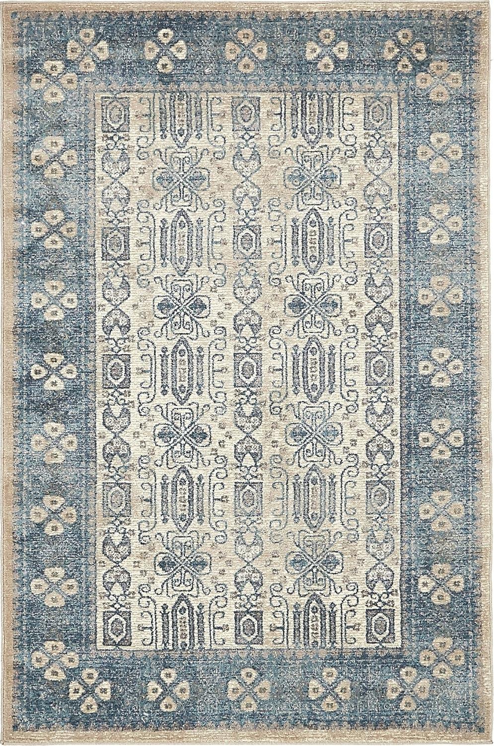 Unique Loom 4' 1 x 6' 1 Beige Salzburg Aigen Area Rug