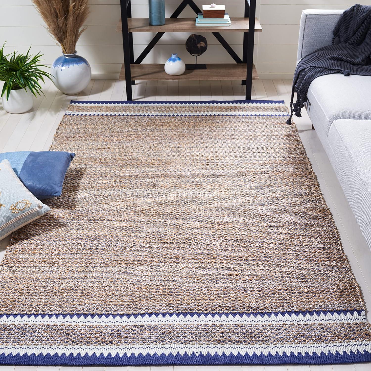 Natural Fiber NF874 Hand Woven Indoor Accent Rug - Natural/Navy - 3'x5' - Safavieh