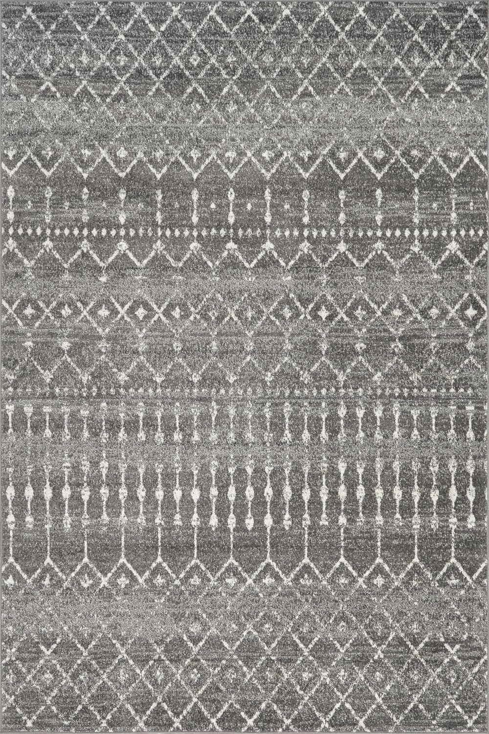 Nuloom 6 Square Moroccan Blythe Indoor Area Rug, Dark Grey, Faded Bohemian Design, Stain Resistant, BedroomLiving Room, Kitchen,