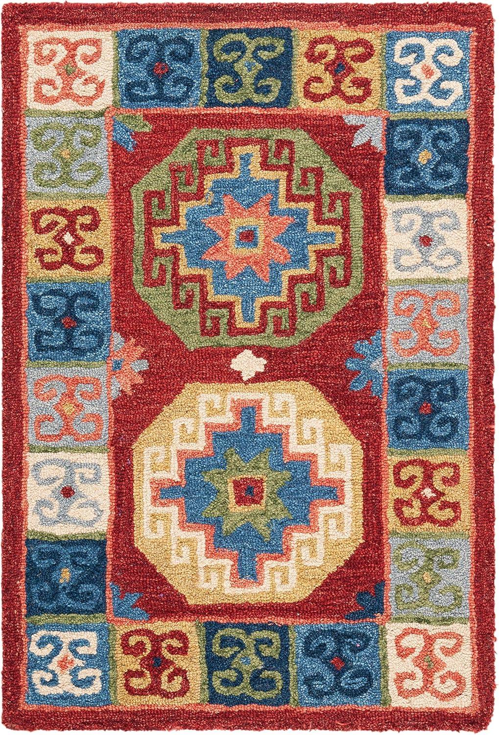 Aspen APN802 Hand Tufted Indoor Accent Rug - Red/Blue - 2'3"x4' - Safavieh