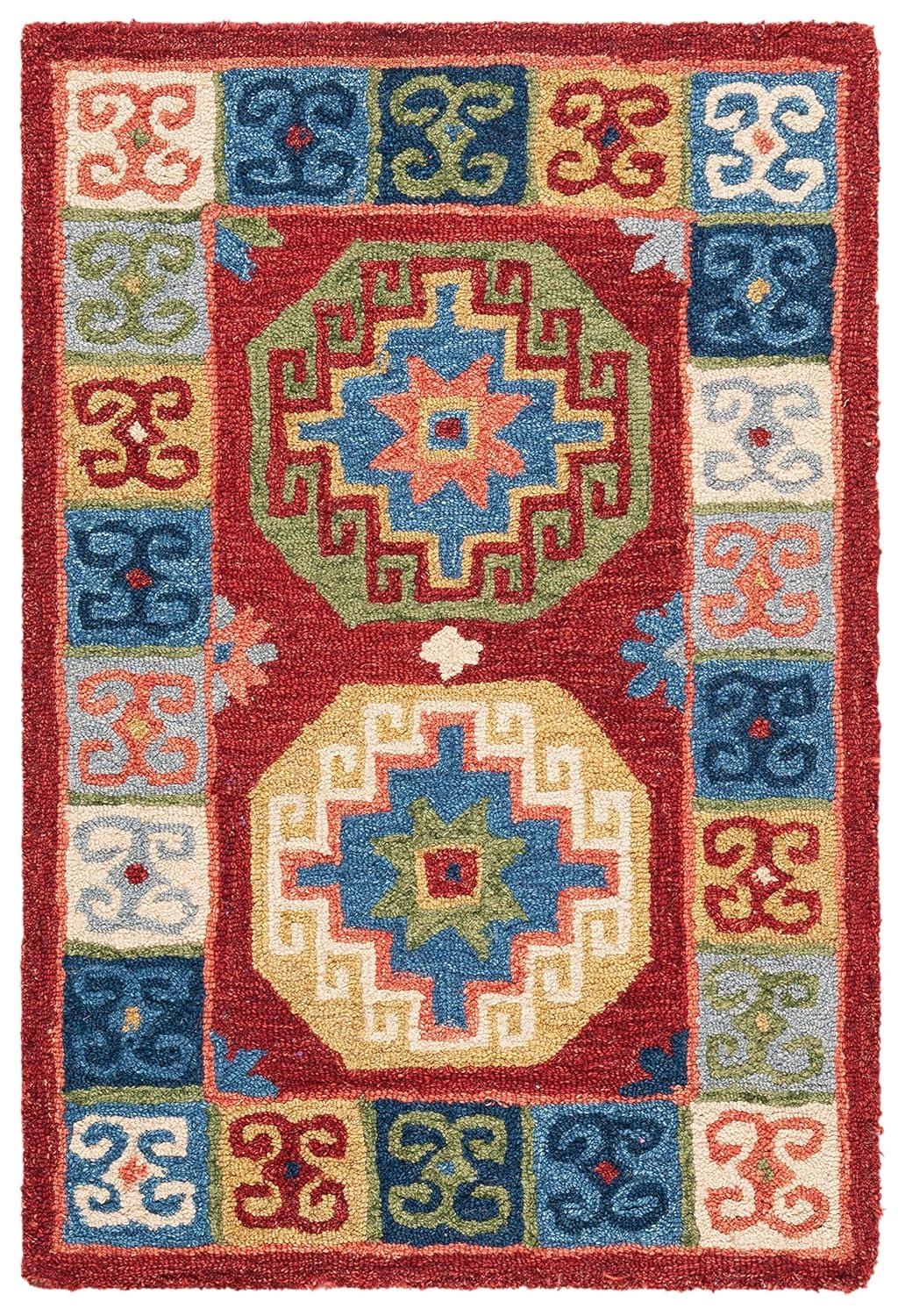 Aspen APN802 Hand Tufted Indoor Accent Rug - Red/Blue - 2'3"x4' - Safavieh