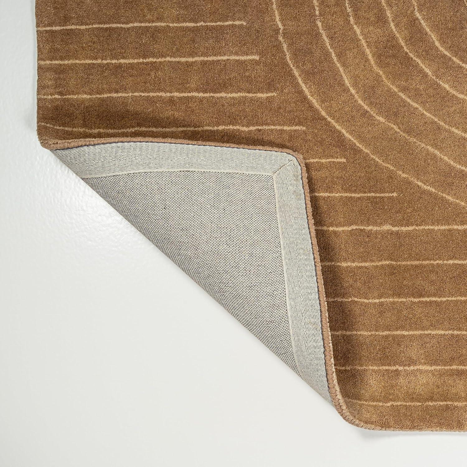 JONATHAN Y Retro Bohemian Abstract Striped Handwoven Wool Light Brown/Beige 6 ft. x 9 ft. Area Rug