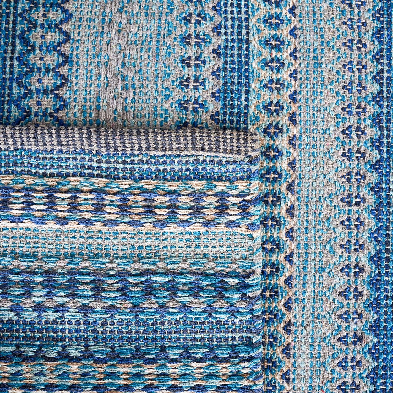 Kilim KLM475 Hand Woven Area Rug - Grey/Blue - 5'x8' - Safavieh.