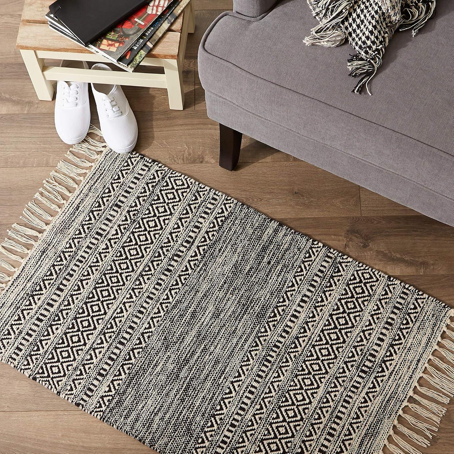 DII French Blue Combo Stripe Hand-Loomed Rug 2x3 Ft