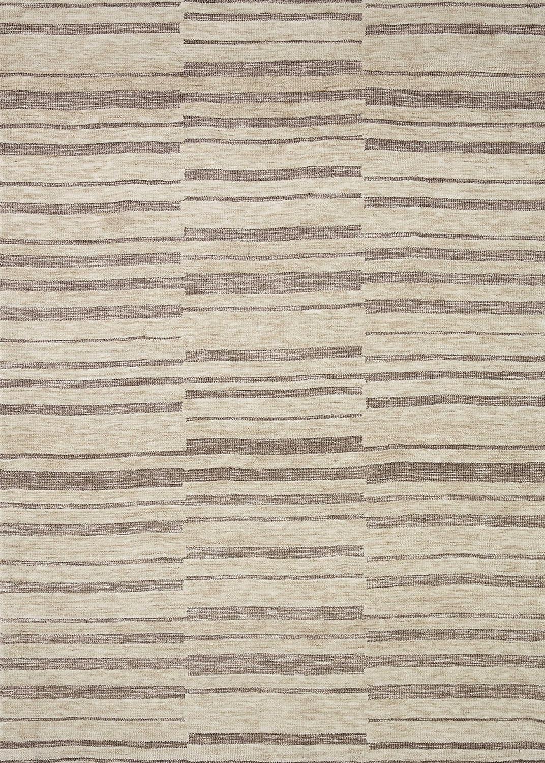 Natural Taupe Geometric 5' x 7' Wool Blend Area Rug