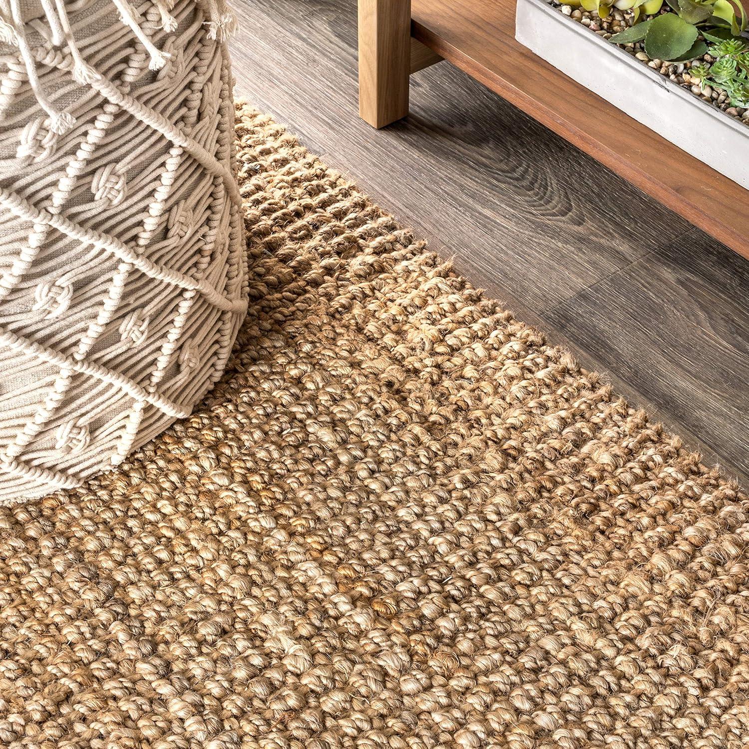 Para Hand Woven Chunky Jute with Fringe Area Rug - JONATHAN Y