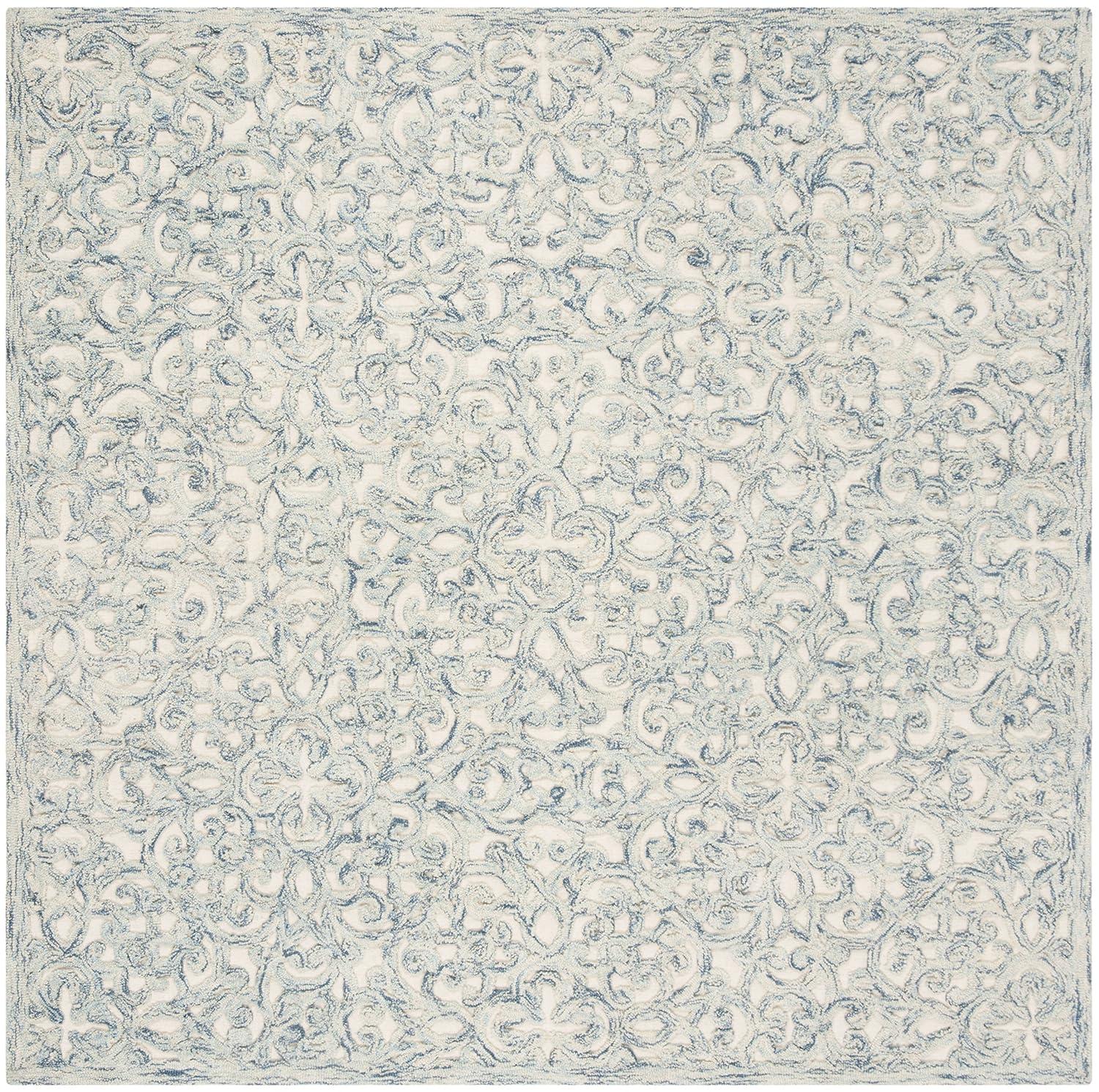 Trace TRC103 Hand Tufted Indoor Accent Rug - Blue/Ivory - 4'x4' - Safavieh