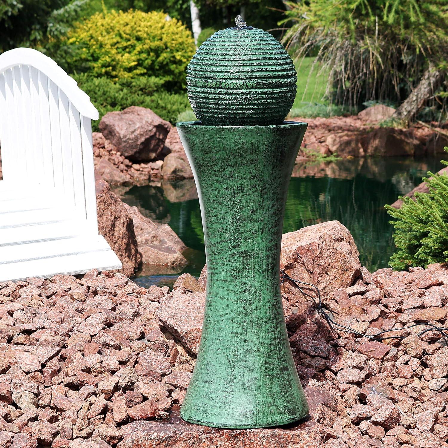 Sunnydaze Outdoor Polyresin Desert Spring Solar Powered Water Fountain with Battery Backup, Submersible Pump, and Panel - 30"