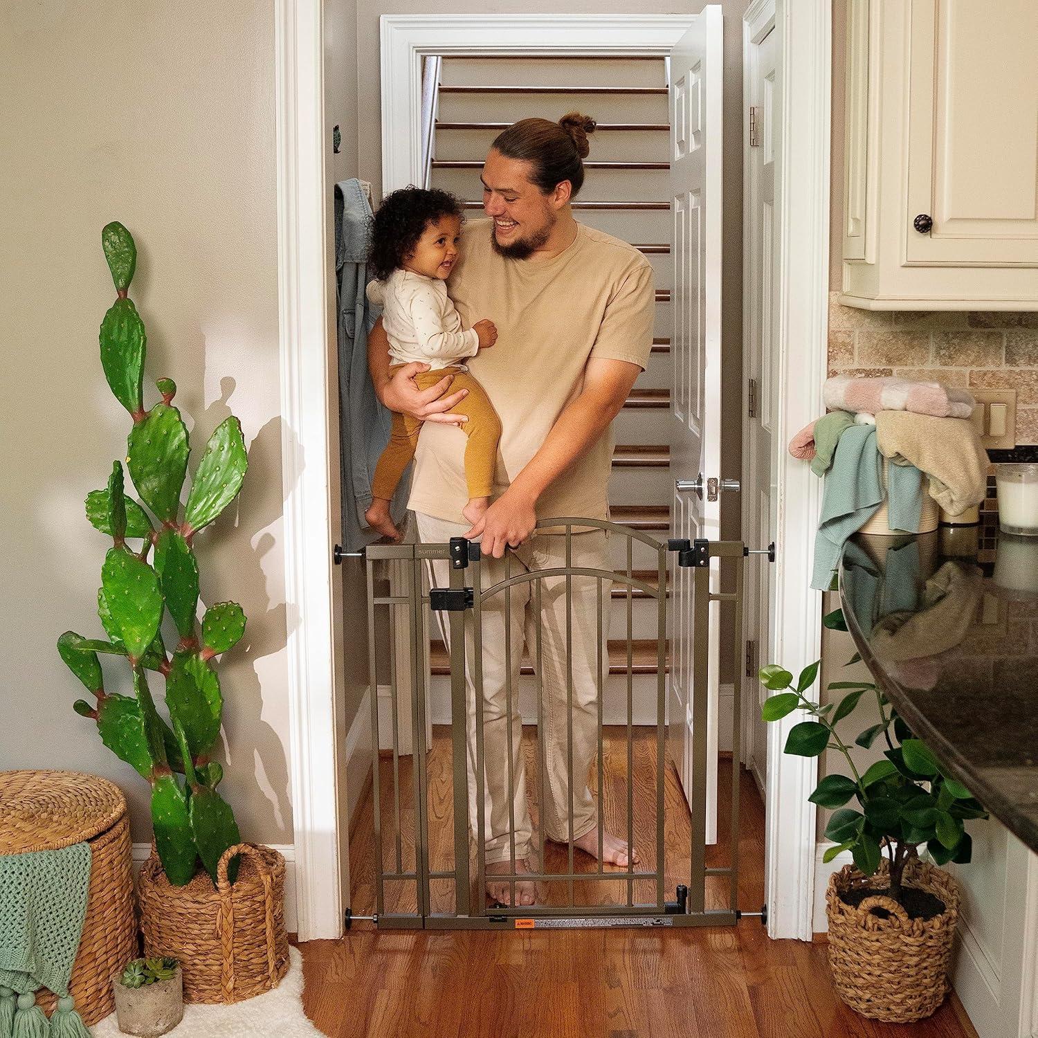 Bronze Extra Tall Metal Walk-Thru Baby and Pet Gate