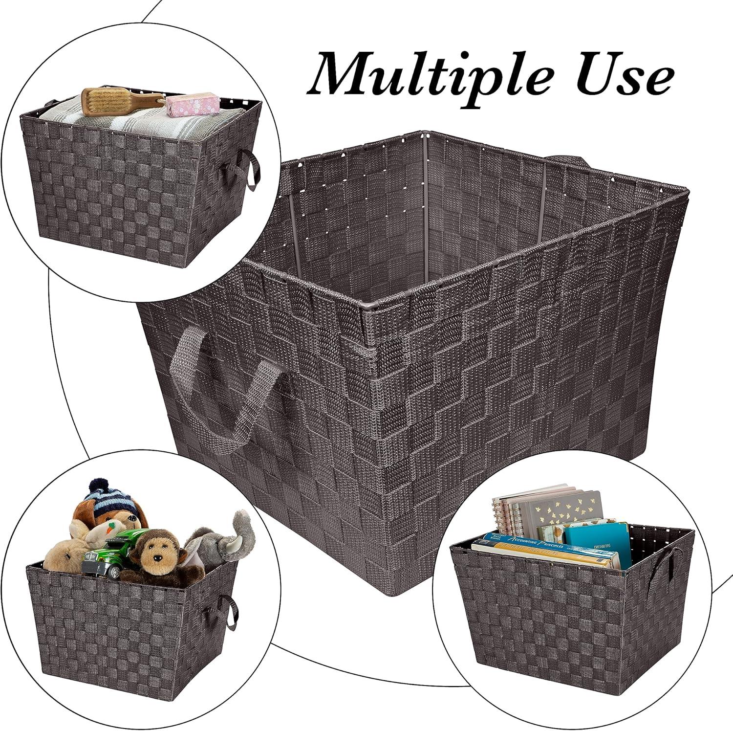 Simplify Large Woven Fabric Storage Basket in Black