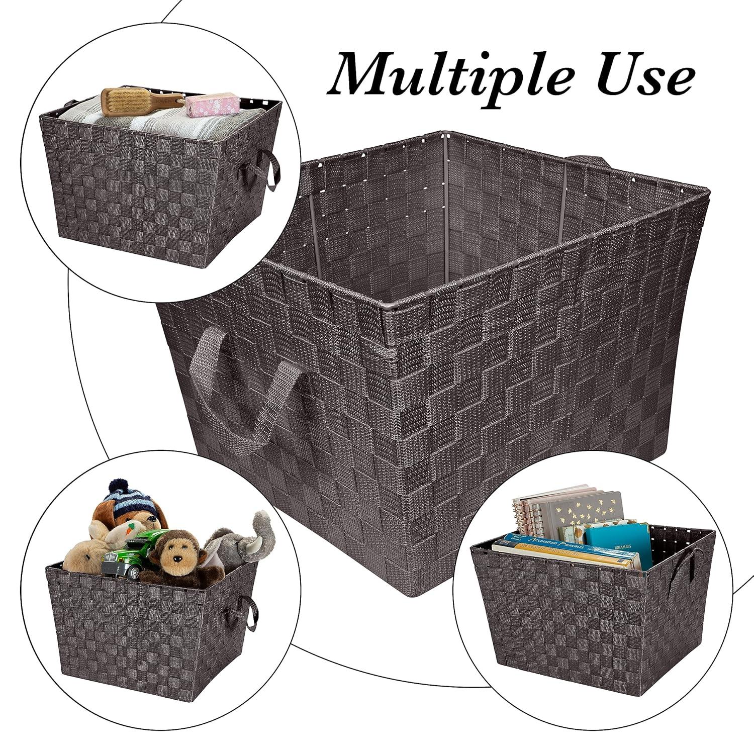 Simplify Large Woven Fabric Storage Basket in Black