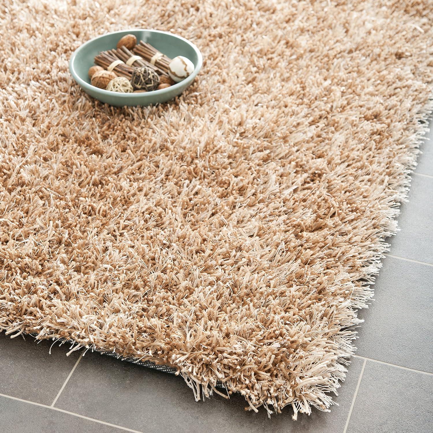 SAFAVIEH New Orleans Darius Solid Polyester Shag Area Rug, Chocolate, 5' x 8'