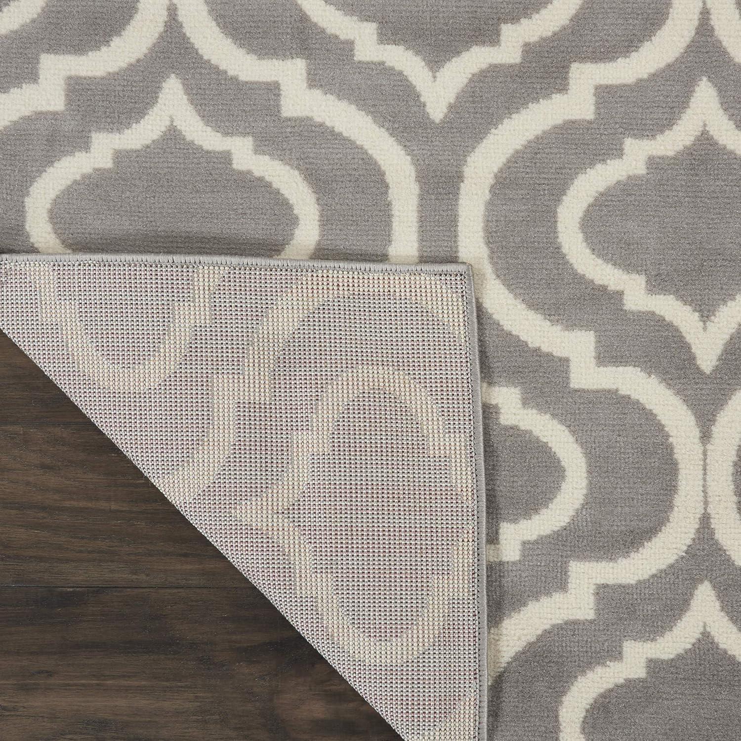 Nourison Jubilant 7 x 10 (ft) Loomed Polypropylene Grey Rectangular Indoor Abstract Area rug