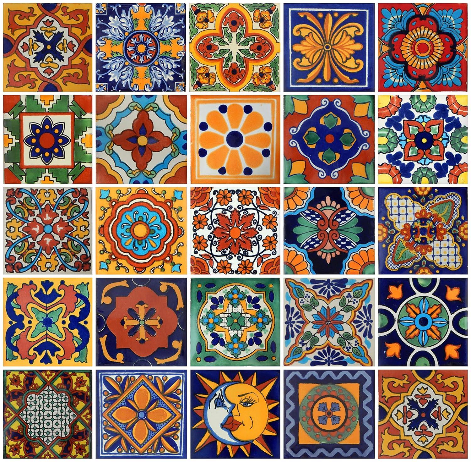 Handpainted Multicolor Ceramic Wall Tiles for Kitchen and Bathroom
