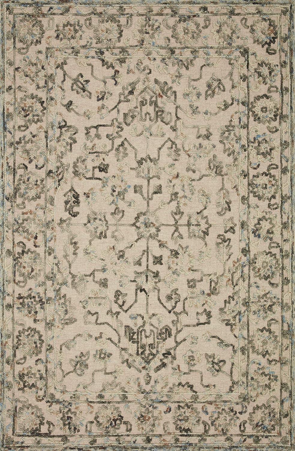 Loloi II Halle Floral Traditional Area Rug, Gray, 5'.0" x 7'.6"