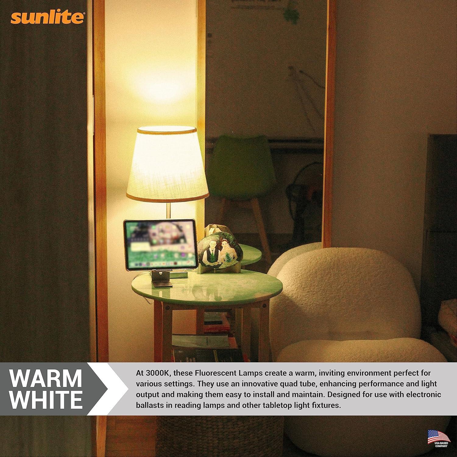 Warm White Compact Fluorescent Quad Tube Light Bulbs, 27 Watts