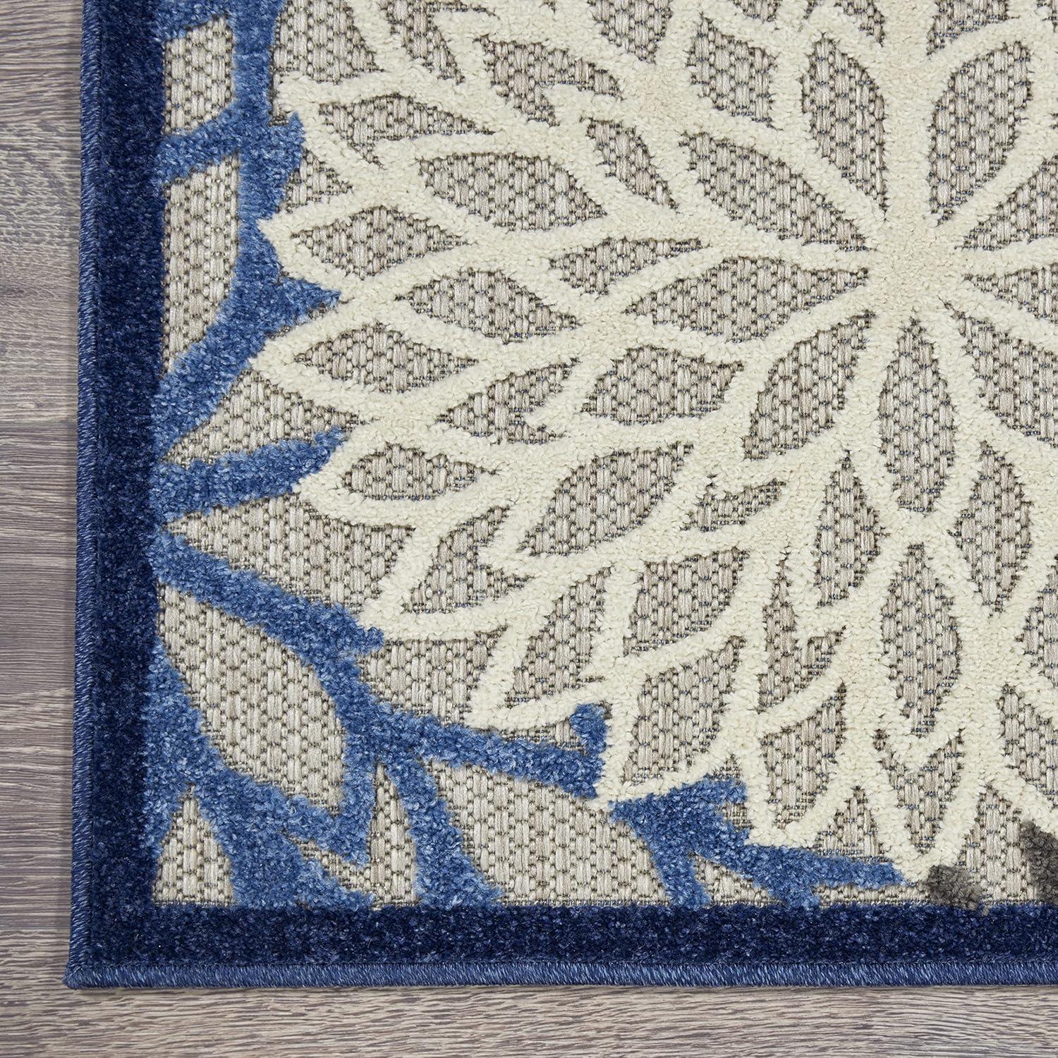 Nourison Aloha Floral 5'3" x 7'5" Blue Multicolor Tropical Indoor/Outdoor Area Rug