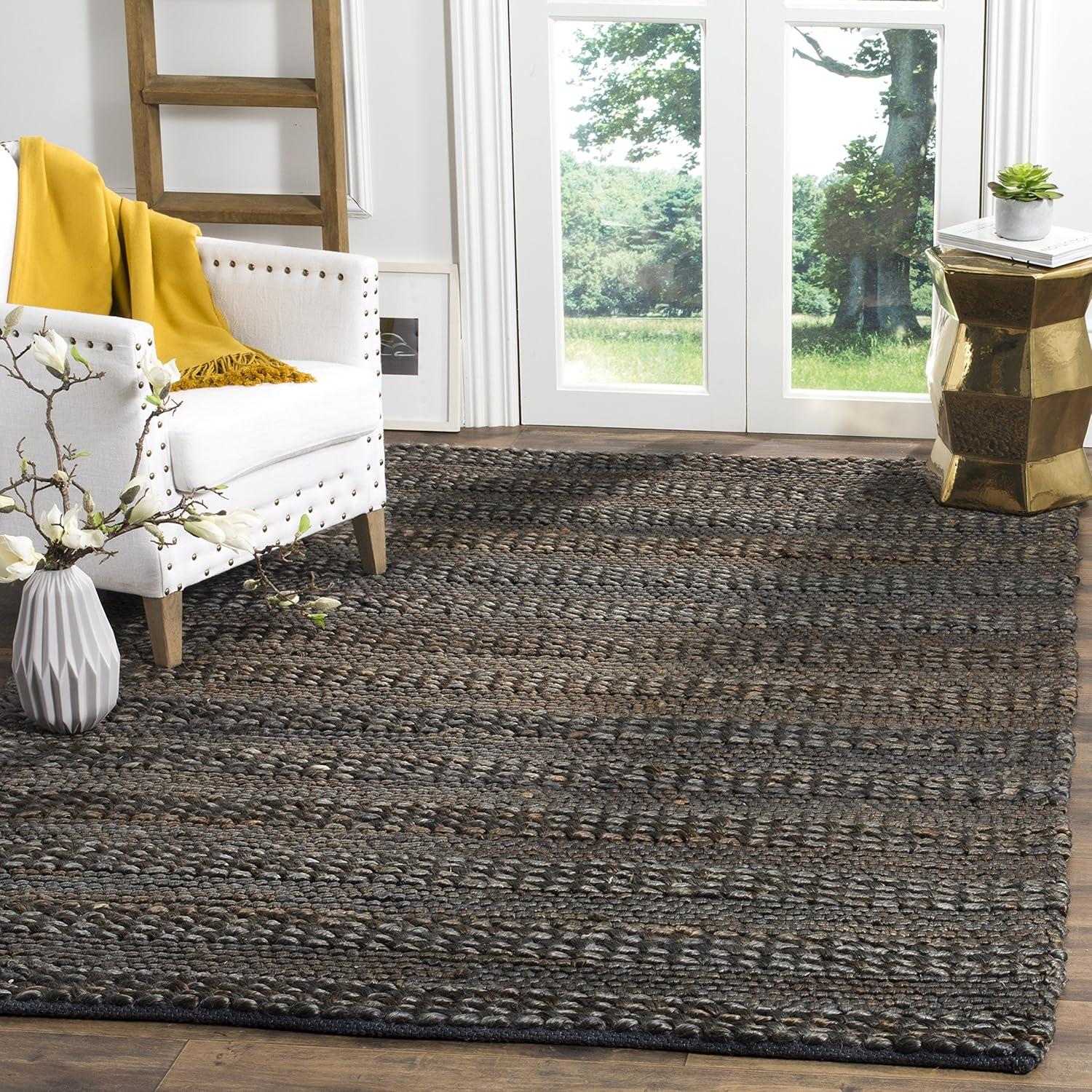 Charcoal Square Hand-Woven Wool & Synthetic Easy-Care Rug