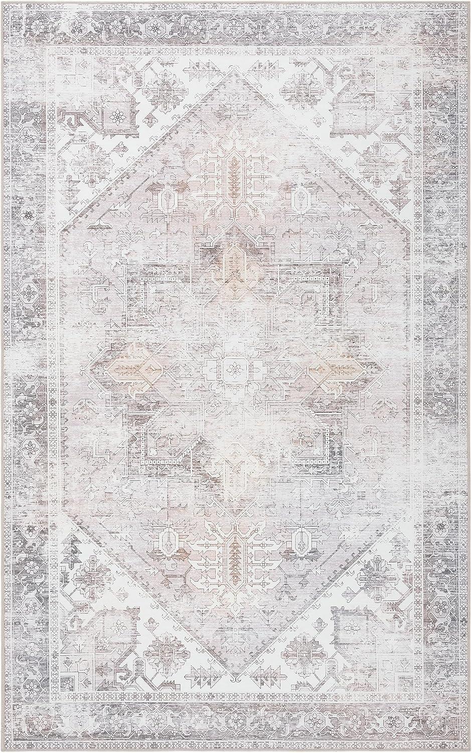 Tucson TSN102 Power Loomed Machine Washable Area Rug - Beige/Grey - 5'x8' - Safavieh.