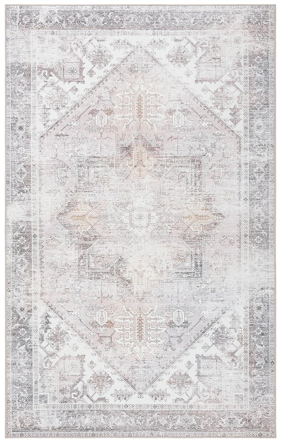 Tucson TSN102 Power Loomed Machine Washable Area Rug - Beige/Grey - 5'x8' - Safavieh.