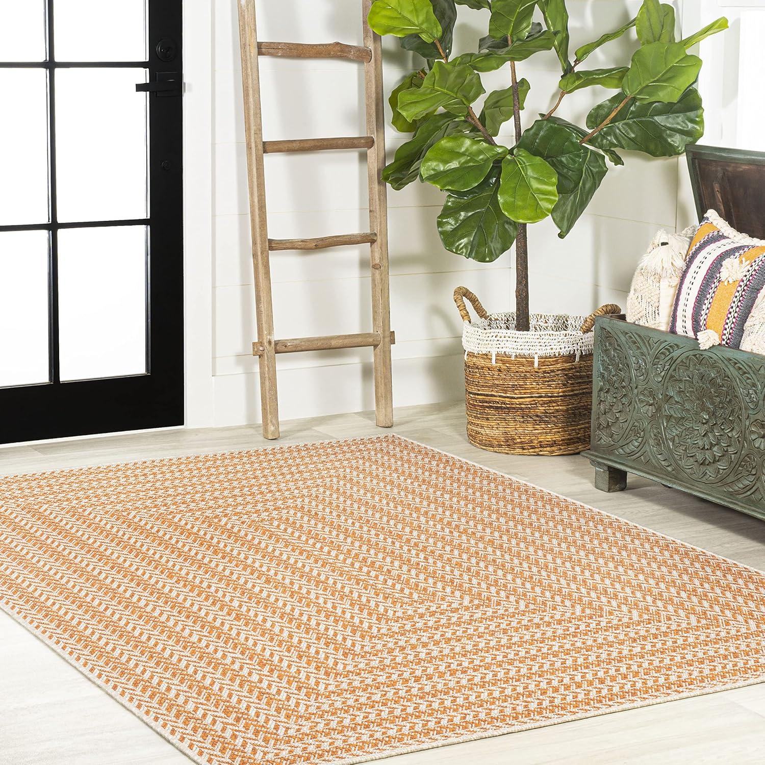 Chevron Modern Concentric Squares Indoor/Outdoor Area Rug - JONATHAN Y