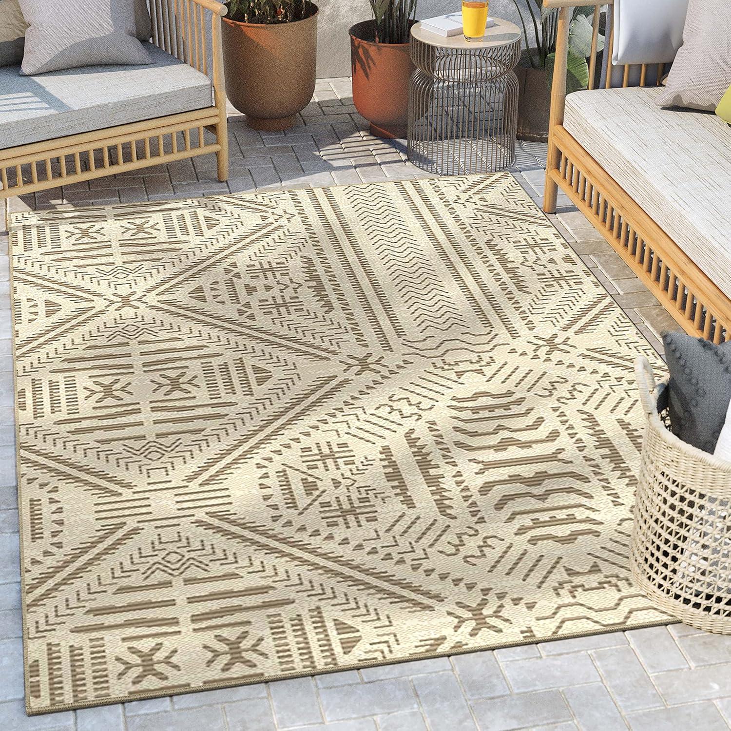 Well Woven Kesia Modern Stripes Indoor/Outdoor Gray Flat-Weave Rug