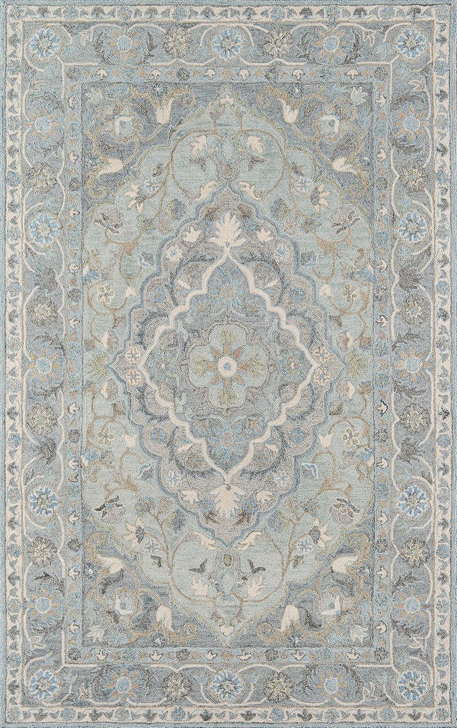 Hand-Tufted Blue Wool Rectangular Area Rug 3'6" x 5'6"