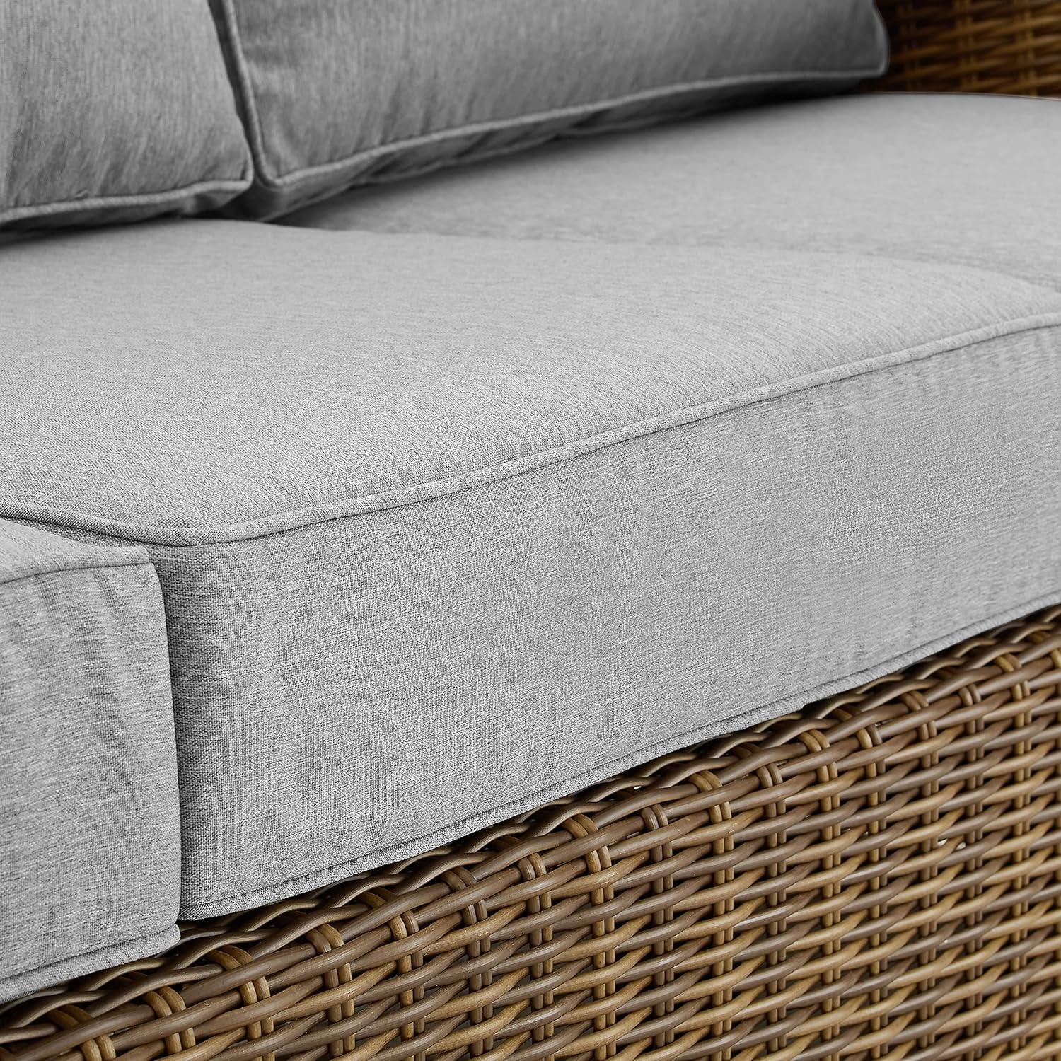 Coastal Gray Wicker Outdoor Sofa with Moisture-Resistant Cushions