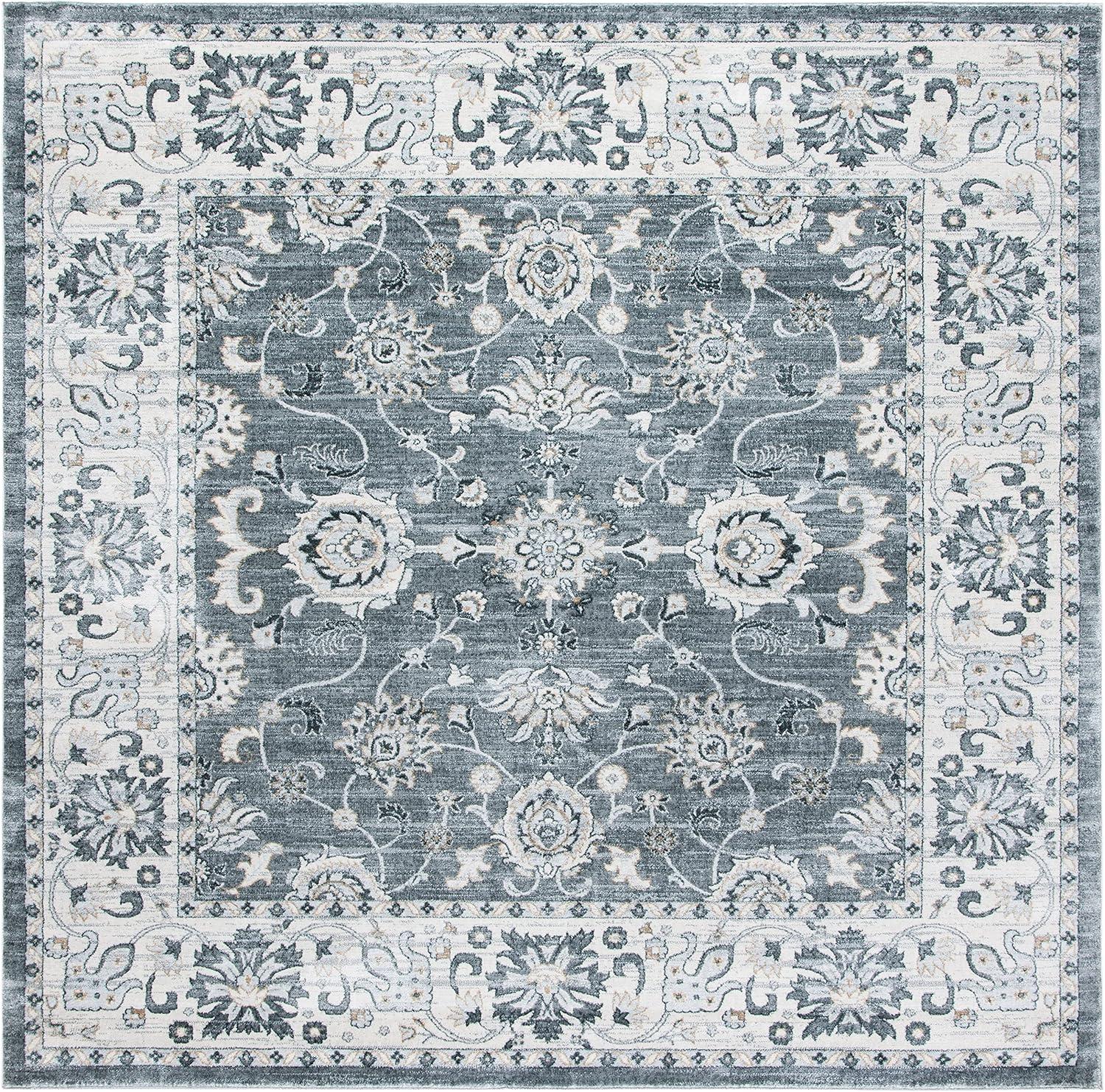 SAFAVIEH Isabella Collection 8' Square Grey/Cream ISA940F Oriental Non-Shedding Living Room Dining Bedroom Area Rug