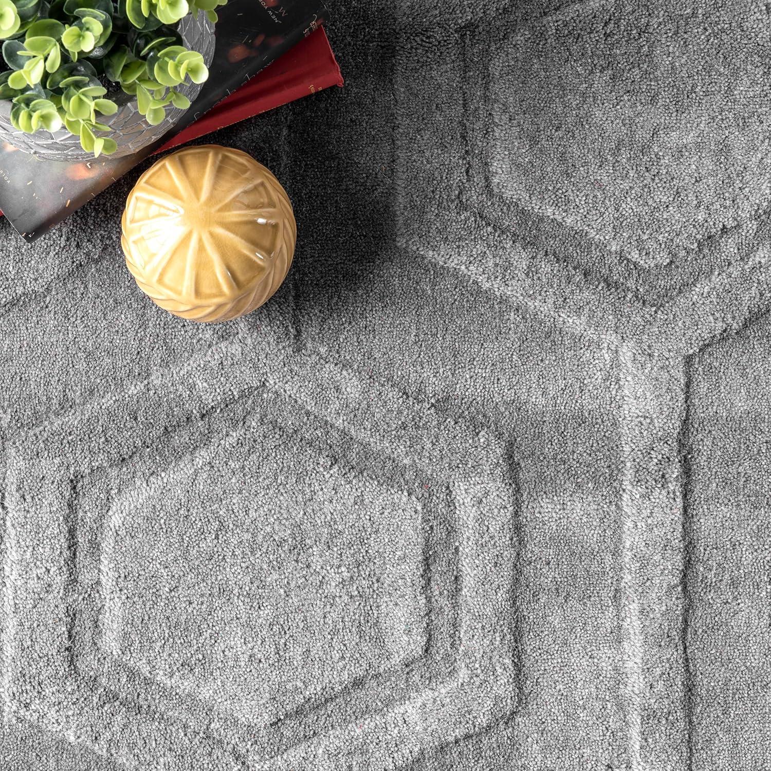 Nuloom Ambrose Geometric 5x8 Wool Indoor Area Rug for Living Room Bedroom Dining Room Kitchen, Grey