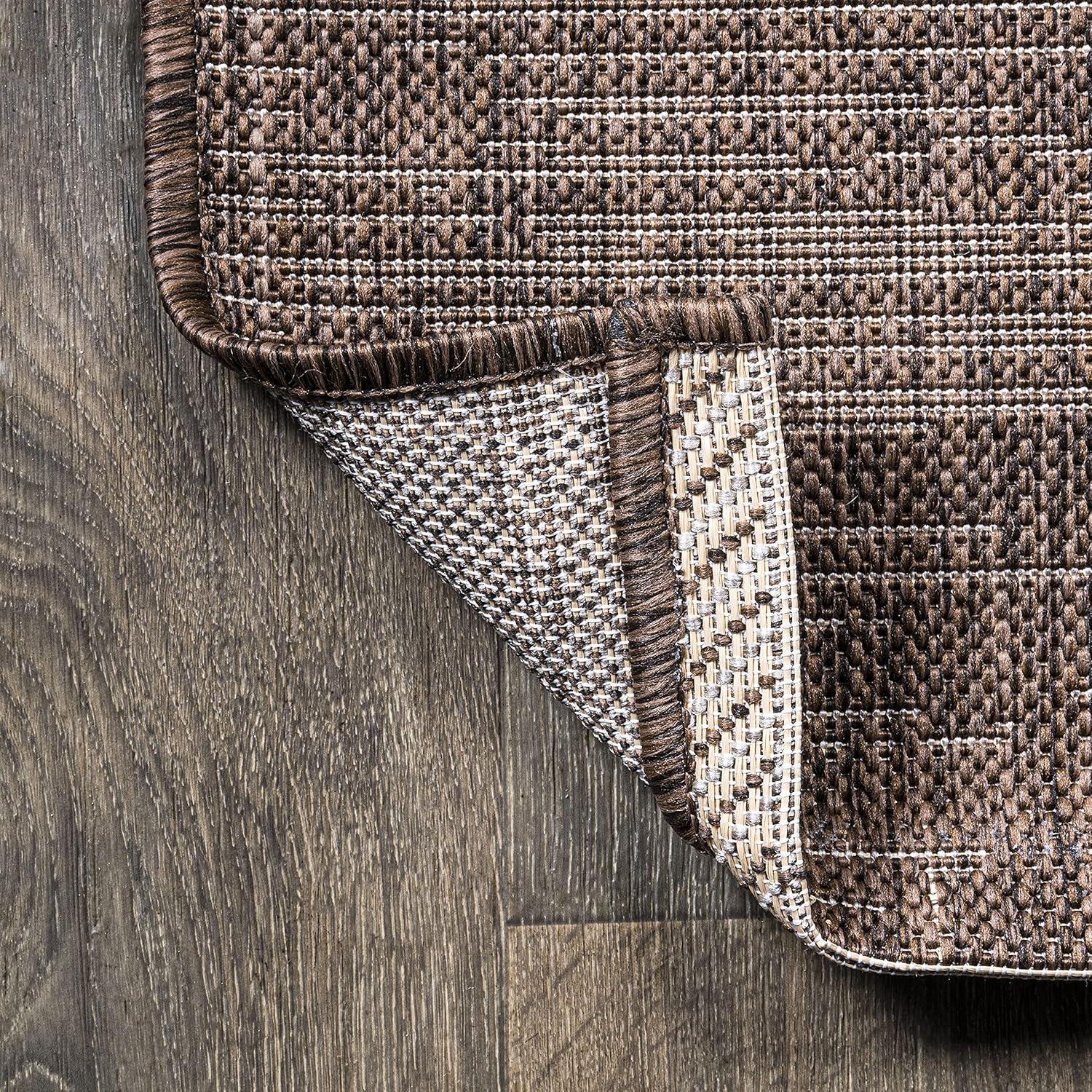 5'x8' Tavira Modern Strie' Indoor/Outdoor Area Rug, Brown/Beige - JONATHAN Y