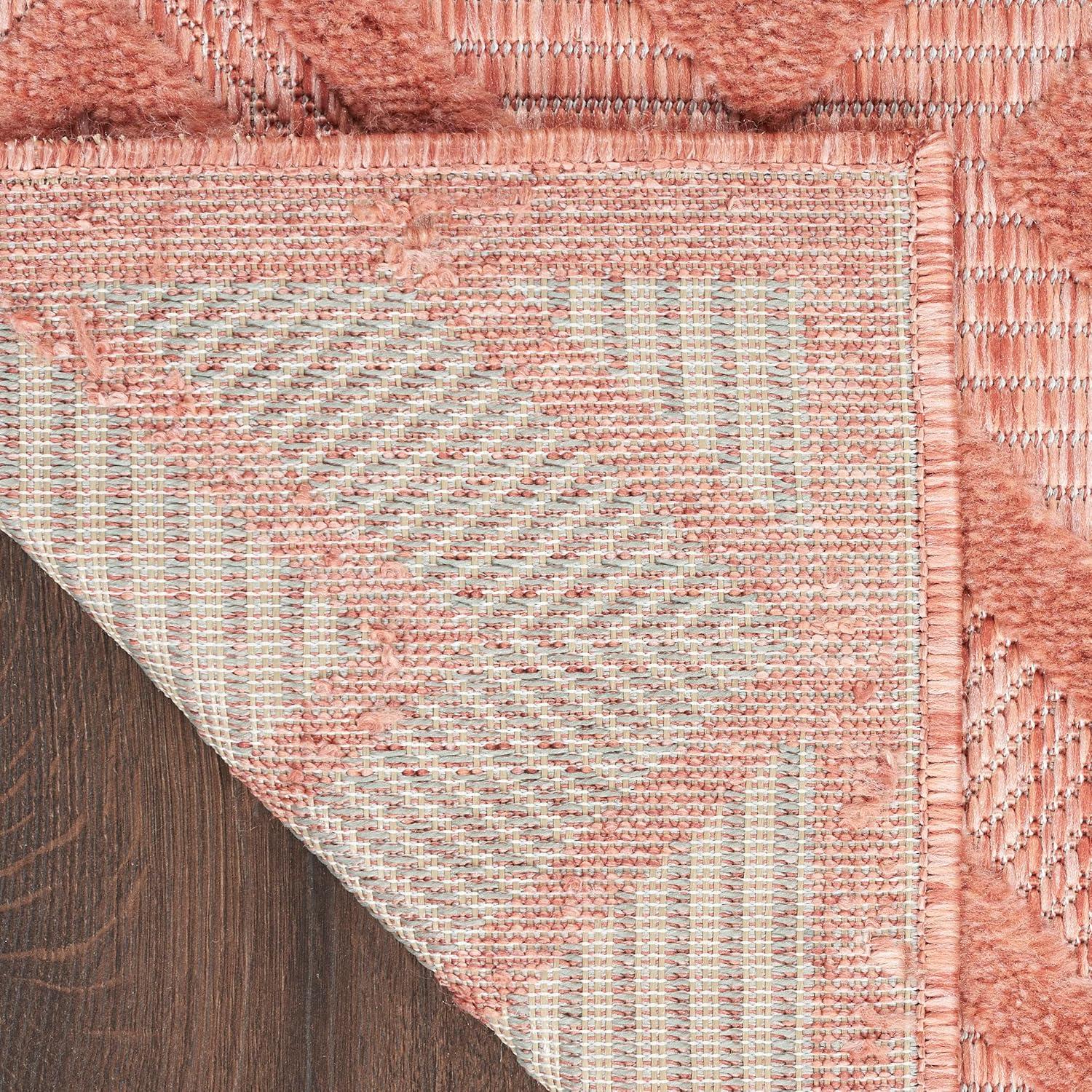 Nourison Versatile Diamond Geometric Flatweave Indoor Outdoor Area Rug Coral/Orange 6' x 9'
