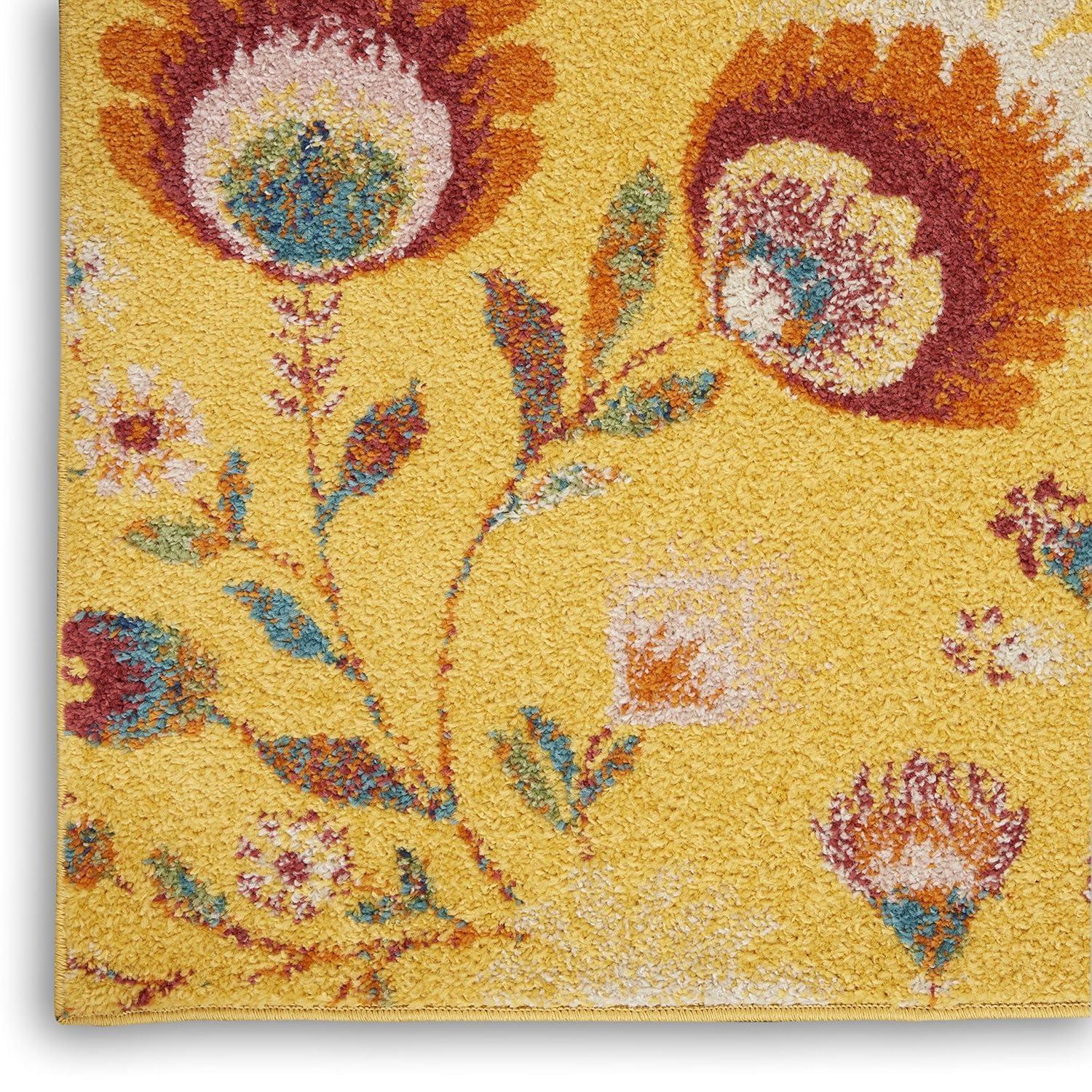 Nourison Allur Blooming Floral Indoor Area Rug Yellow Multicolor 5'3" x 7'3"