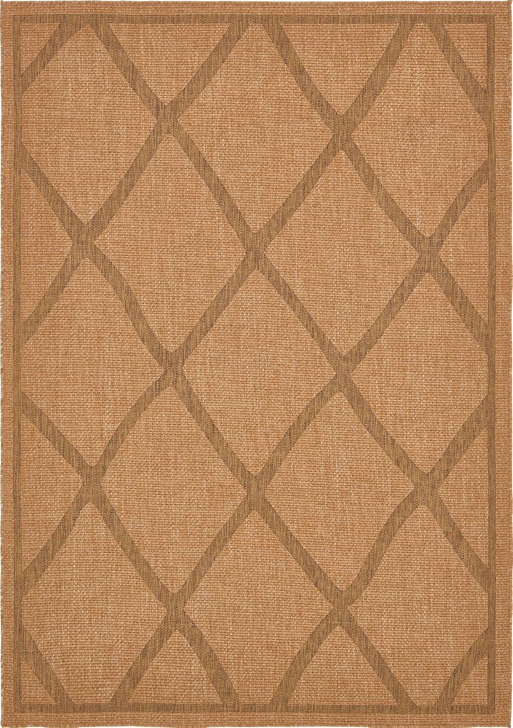 Light Brown Synthetic Reversible Rectangular Area Rug