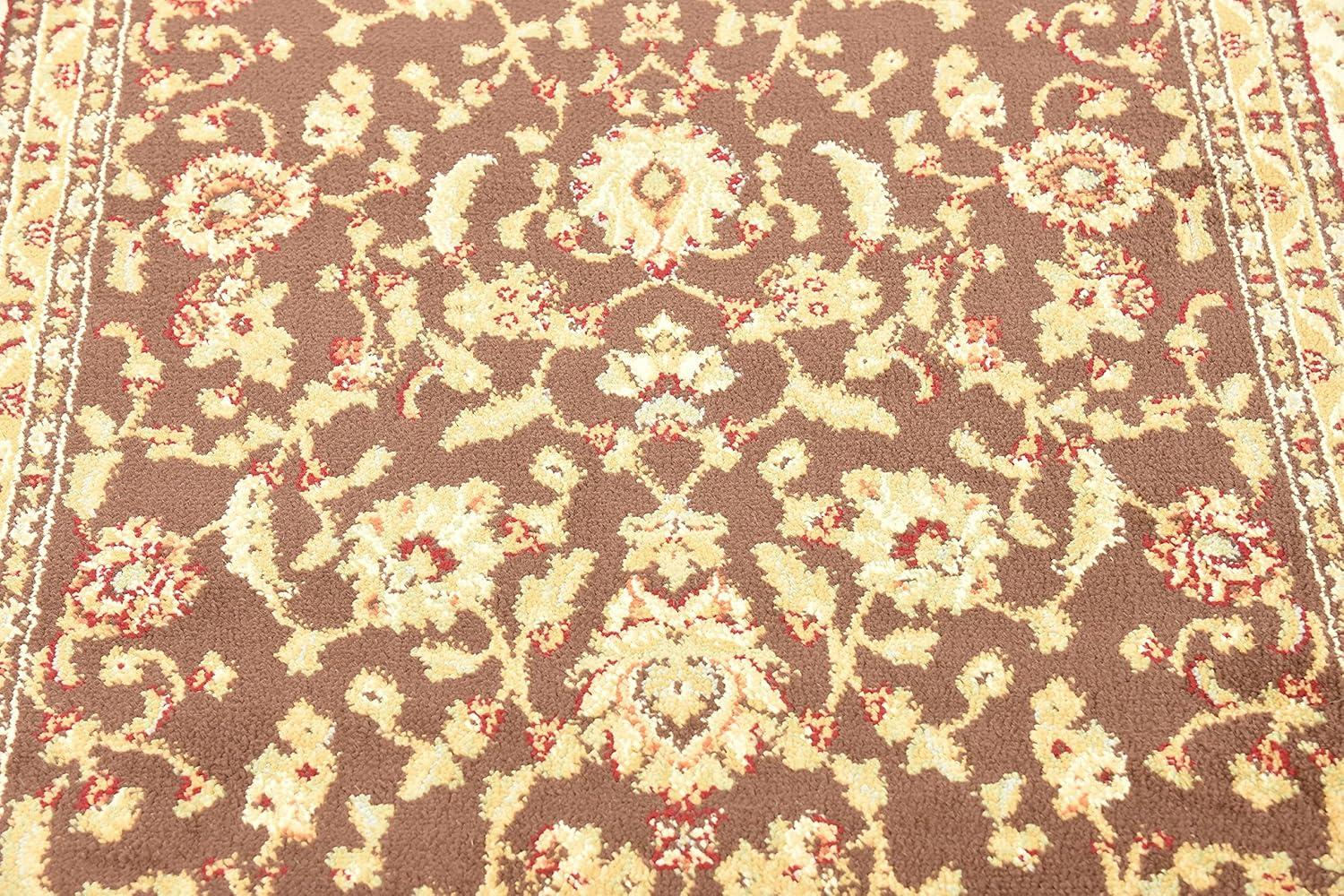 Classic Elegance 4' x 6' Brown Floral Synthetic Area Rug