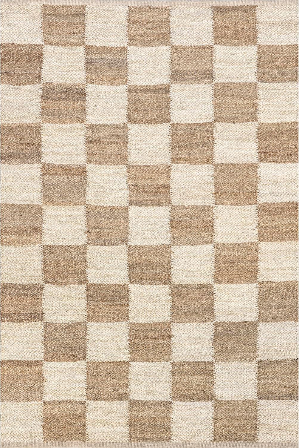 Nuloom Christana Plaid 8x10 Jute Indoor Area Rug for Dining Room Rug Neutral Rug Living Room Rug, Ivory