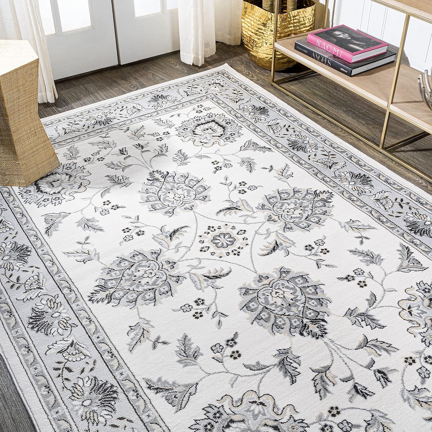 5'x 8' Cherie French Cottage Area Rug, Cream/Light Gray - JONATHAN Y