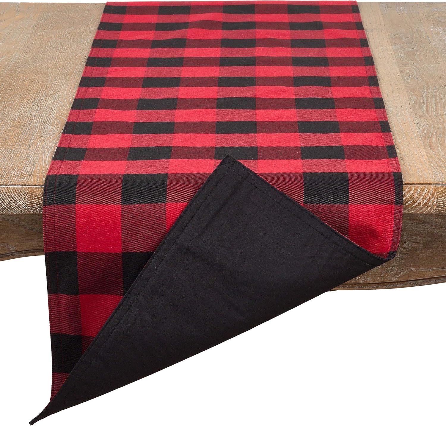 16"x72" Buffalo Plaid Check Classic Casual Everyday Table Runner Red - Saro Lifestyle: Cotton-Poly Blend, Machine Washable