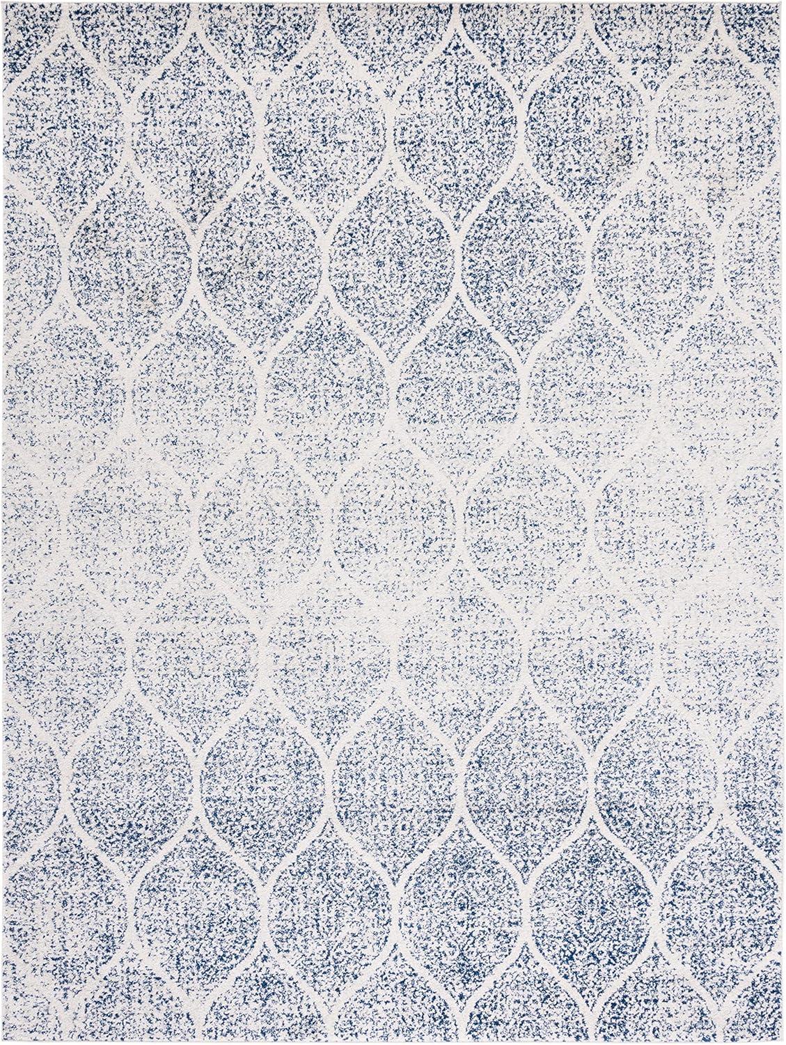 Reversible 10' x 14' Blue Synthetic Rectangular Area Rug