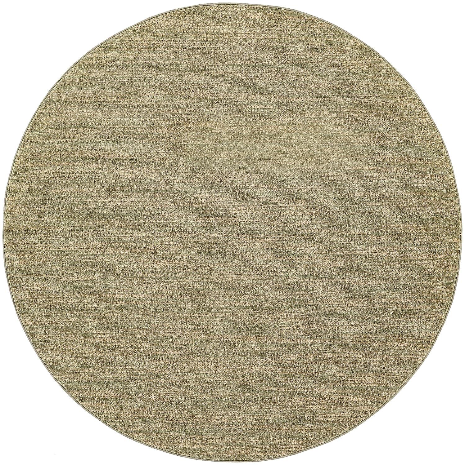 Nourison Essentials Solid Indoor/Outdoor Area Rug Green Gold 8'xRound