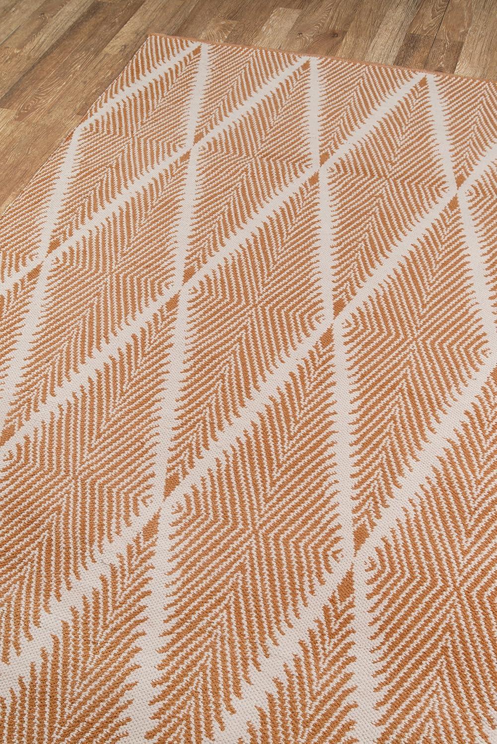 River Geometric Handmade Flatweave Orange Area Rug