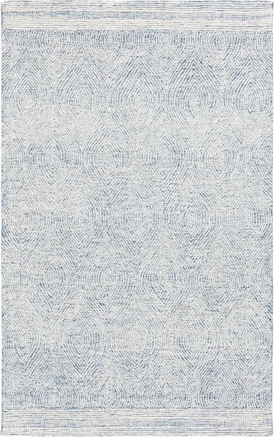 SAFAVIEH Abstract Caelestinus Ogee Wool Area Rug, Ivory/Navy, 6' x 6' Square