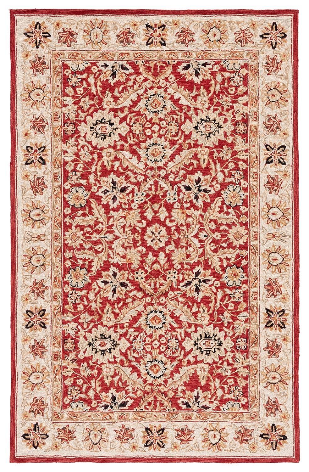 Chelsea HK157 Hand Hooked Area Rug - Red/Ivory - 5'3"x8'3" - Safavieh.